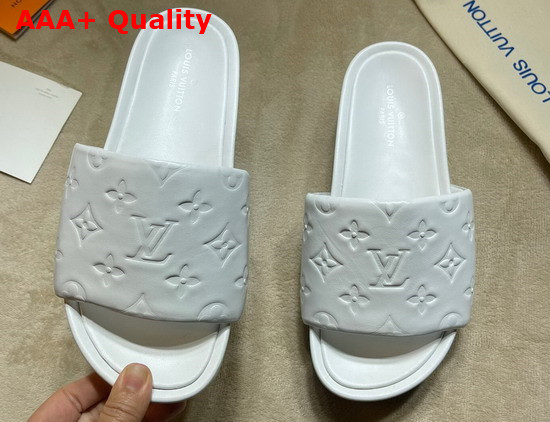 Louis Vuitton Jumbo Platform Mule in White Monogram Embossed Lambskin Replica