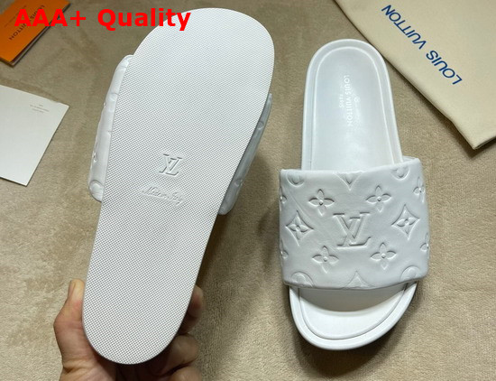 Louis Vuitton Jumbo Platform Mule in White Monogram Embossed Lambskin Replica