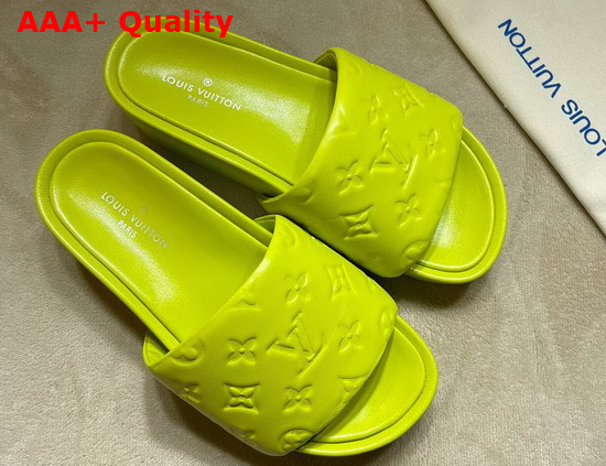 Louis Vuitton Jumbo Platform Mule in Yellow Monogram Embossed Lambskin Replica