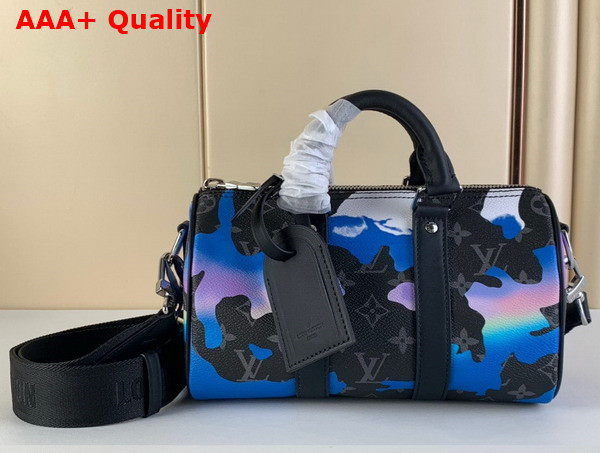 Louis Vuitton Keepall 25 Blue and Purple Sunrise Monogram Eclipse Coated Canvas M21430 Replica