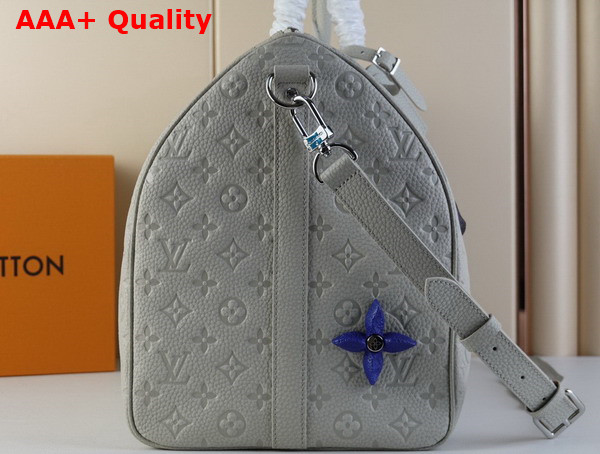 Louis Vuitton Keepall 50 Light Grey Taurillon Monogram Embossed Cowhide Leather Replica