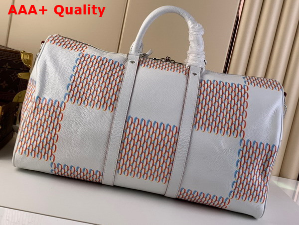 Louis Vuitton Keepall 50B White Damier Spray Cowhide Leather M20563 Replica