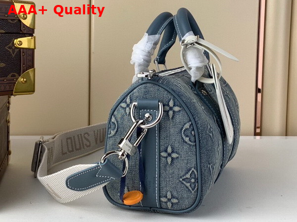 Louis Vuitton Keepall Bandouliere 25 Bag in Monogram Washed Denim Canvas M22762 Replica