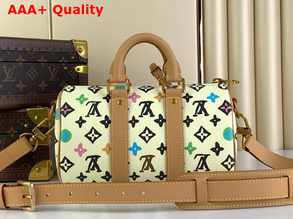 Louis Vuitton Keepall Bandouliere 25 Bag in Vanilla Monogram Craggy Coated Canvas Replica