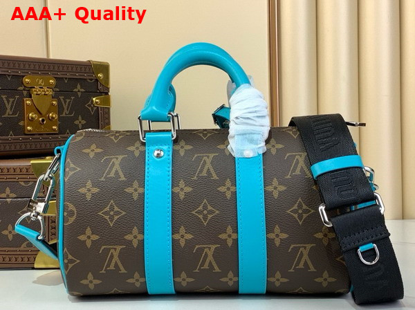 Louis Vuitton Keepall Bandouliere 25 City Bag Gaston Blue Monogram Macassar Coated Canvas and Cowhide Leather M12609 Replica