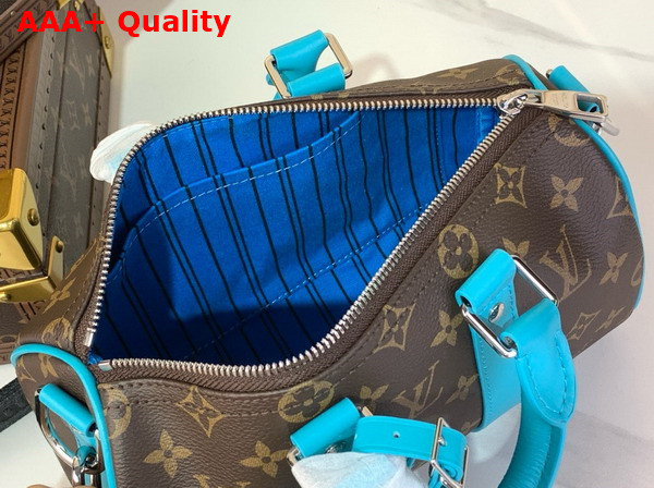 Louis Vuitton Keepall Bandouliere 25 City Bag Gaston Blue Monogram Macassar Coated Canvas and Cowhide Leather M12609 Replica