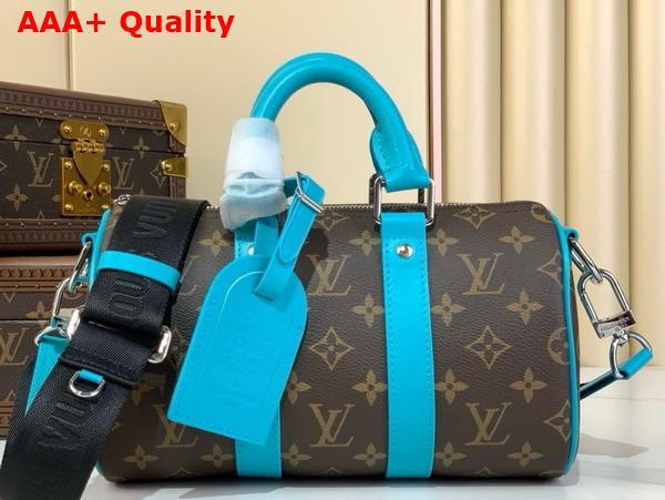 Louis Vuitton Keepall Bandouliere 25 City Bag Gaston Blue Monogram Macassar Coated Canvas and Cowhide Leather M12609 Replica