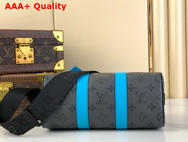 Louis Vuitton Keepall Bandouliere 25 City Bag Turquoise Monogram Eclipse Reverse Coated Canvas M11645 Replica