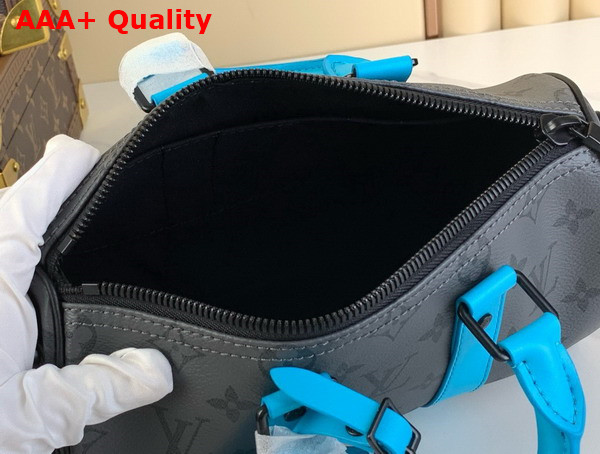 Louis Vuitton Keepall Bandouliere 25 City Bag Turquoise Monogram Eclipse Reverse Coated Canvas M11645 Replica