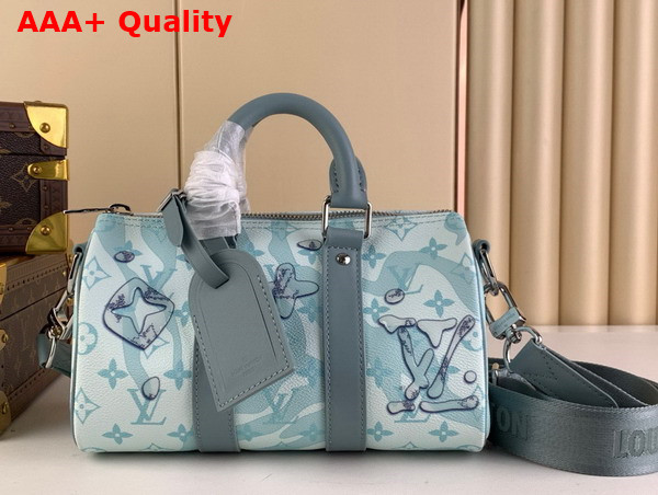 Louis Vuitton Keepall Bandouliere 25 Crystal Blue Monogram Aquagarden Coated Canvas M22527 Replica