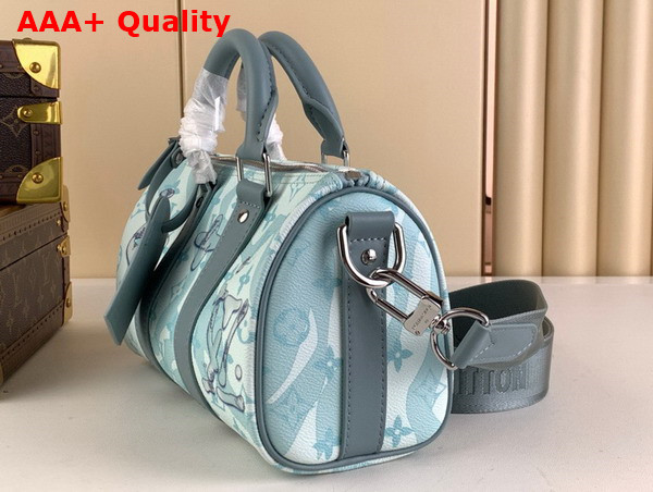 Louis Vuitton Keepall Bandouliere 25 Crystal Blue Monogram Aquagarden Coated Canvas M22527 Replica