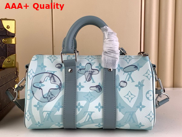 Louis Vuitton Keepall Bandouliere 25 Crystal Blue Monogram Aquagarden Coated Canvas M22527 Replica