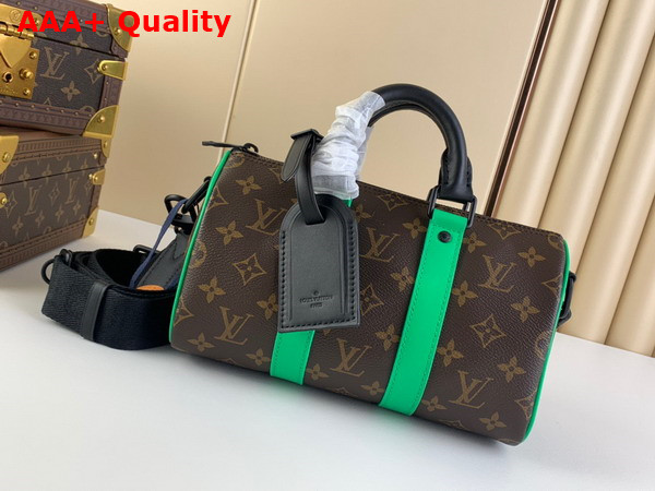 Louis Vuitton Keepall Bandouliere 25 Monogram Macassar Coated Canvas and Minty Green Cowhide Leather M46249 Replica