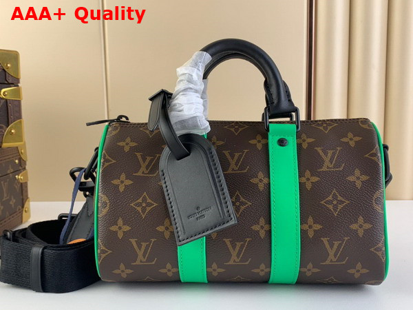 Louis Vuitton Keepall Bandouliere 25 Monogram Macassar Coated Canvas and Minty Green Cowhide Leather M46249 Replica