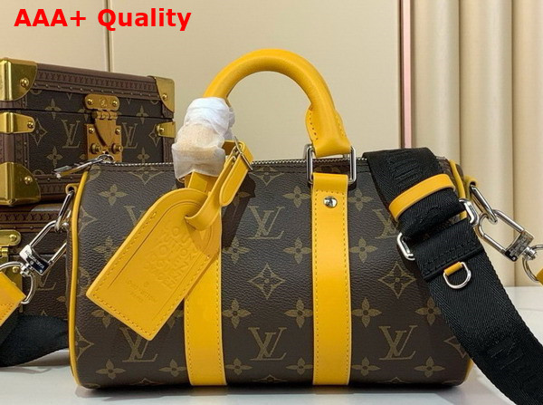 Louis Vuitton Keepall Bandouliere 25 Safran Yellow Monogram Macassar Coated Canvas and Cowhide Leather M12733 Replica