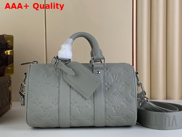 Louis Vuitton Keepall Bandouliere 25 in Mineral Gray Embossed Taurillon Monogram Cowhide Leather M23163 Replica