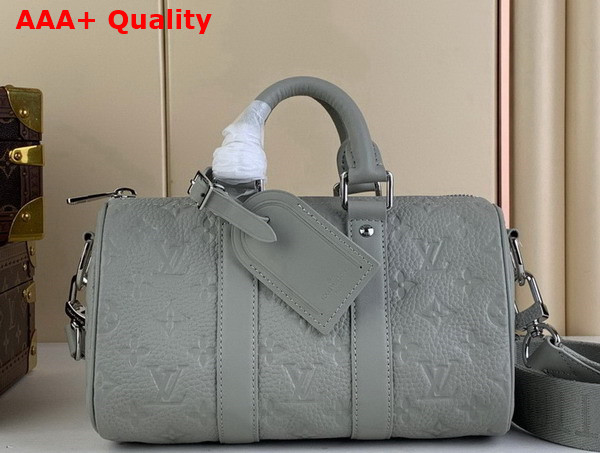 Louis Vuitton Keepall Bandouliere 25 in Mineral Gray Embossed Taurillon Monogram Cowhide Leather M23163 Replica