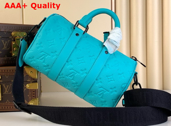 Louis Vuitton Keepall Bandouliere 25 in Turquoise Taurillon Monogram Embossed Cowhide Leather M11996 Replica