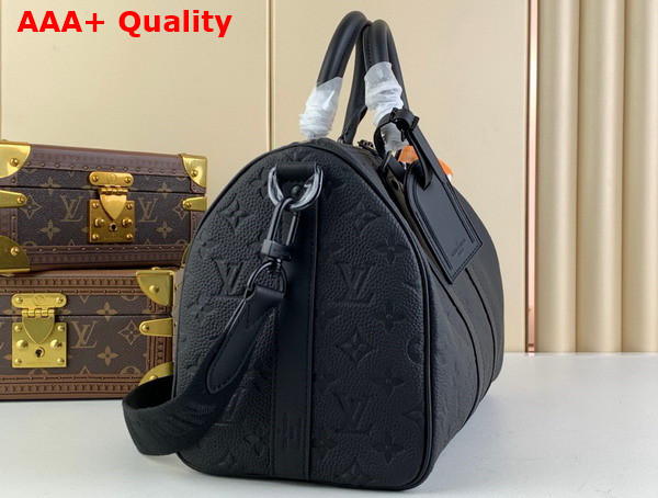 Louis Vuitton Keepall Bandouliere 35 in Black Monogram Empreinte Cowhide Leather Replica