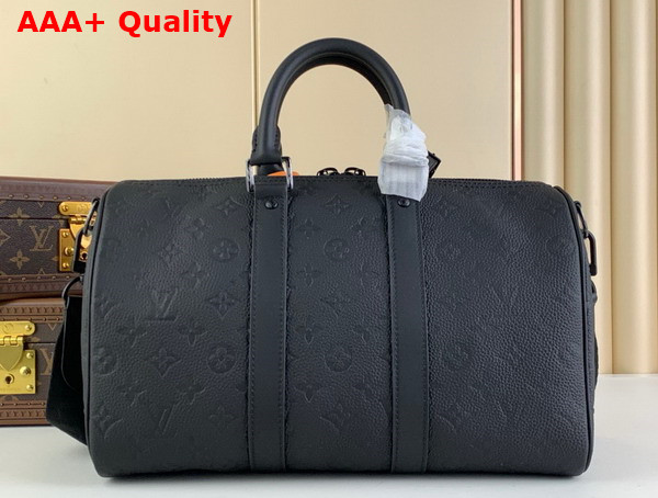 Louis Vuitton Keepall Bandouliere 35 in Black Monogram Empreinte Cowhide Leather Replica