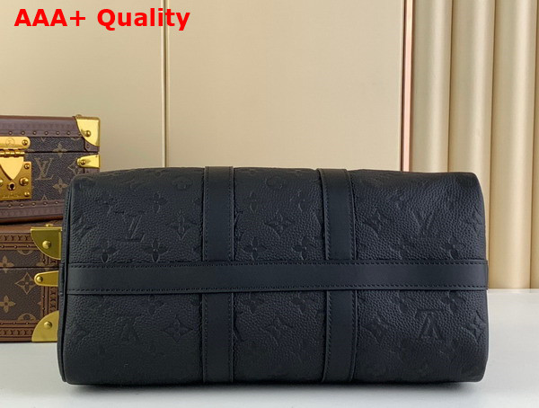 Louis Vuitton Keepall Bandouliere 35 in Black Monogram Empreinte Cowhide Leather Replica