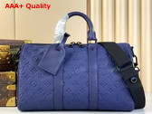 Louis Vuitton Keepall Bandouliere 35 in Sapphire Taurillon Monogram Embossed Cowhide Leather M11691 Replica