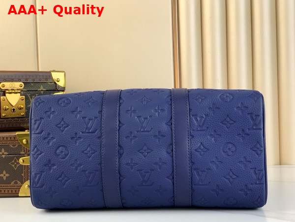 Louis Vuitton Keepall Bandouliere 35 in Sapphire Taurillon Monogram Embossed Cowhide Leather M11691 Replica