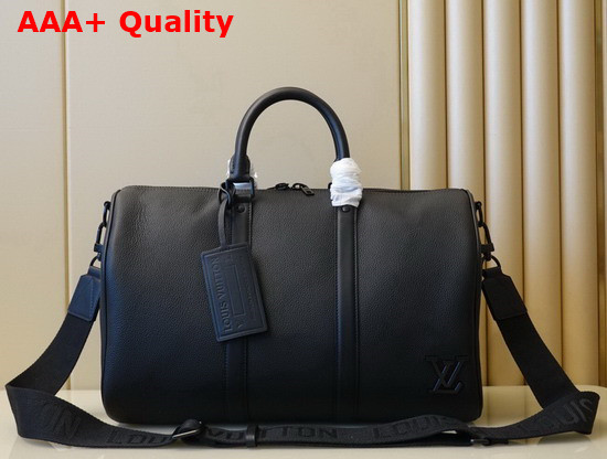 Louis Vuitton Keepall Bandouliere 40 LV Aerogram Version Black Cowhide Leather M57088 Replica