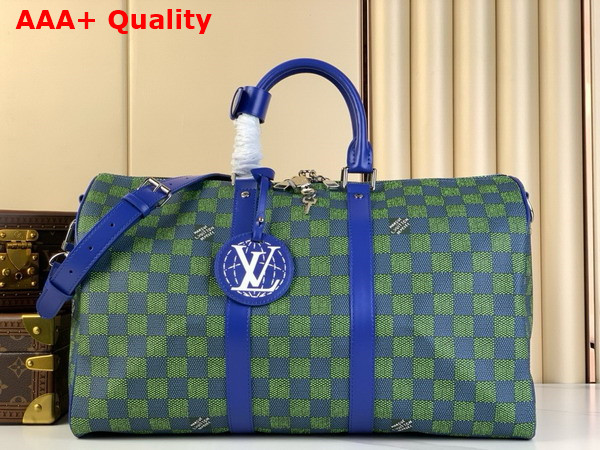 Louis Vuitton Keepall Bandouliere 45 Bag in Green Damier Canvas Replica