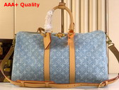 Louis Vuitton Keepall Bandouliere 45 Bag in Sky Blue Monogram Denim M25334 Replica