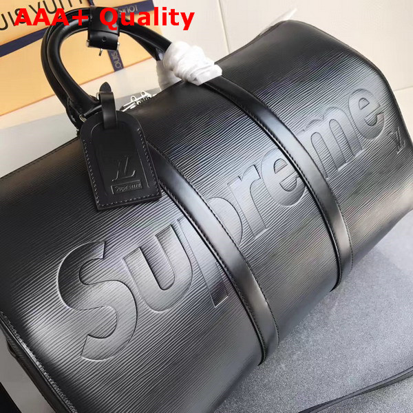 Louis Vuitton Keepall Bandouliere 45 Black Epi Leather Supreme Replica