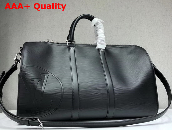 Louis Vuitton Keepall Bandouliere 45 Black Epi Leather with LV Circle Signature M53303 Replica