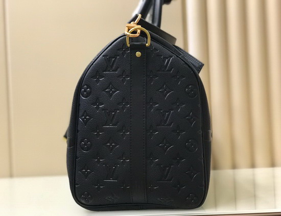 Louis Vuitton Keepall Bandouliere 45 Black Monogram Empreinte Giant Embossed Cowhide Leather M45532 Replica