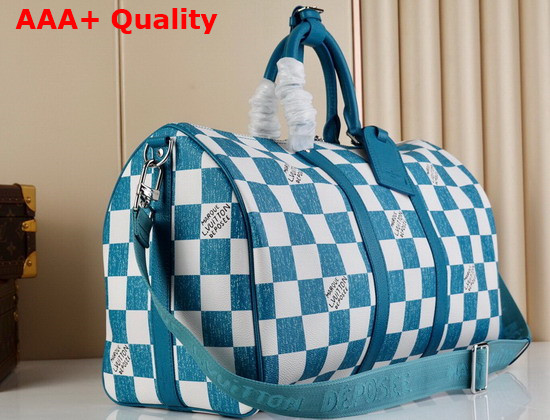 Louis Vuitton Keepall Bandouliere 45 Blue and White Damier Pattern Replica