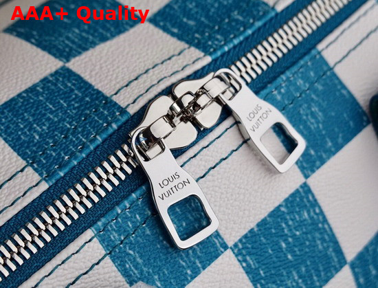 Louis Vuitton Keepall Bandouliere 45 Blue and White Damier Pattern Replica