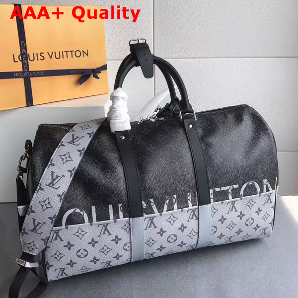 Louis Vuitton Keepall Bandouliere 45 Monogram Eclipse Canvas Dual Color Replica