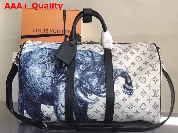 Louis Vuitton Keepall Bandouliere 45 Monogram Savane Canvas with a Elephant Print Replica