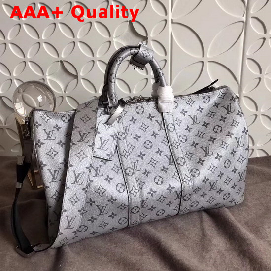 Louis Vuitton Keepall Bandouliere 45 Monogram Silver Coated Canvas Replica