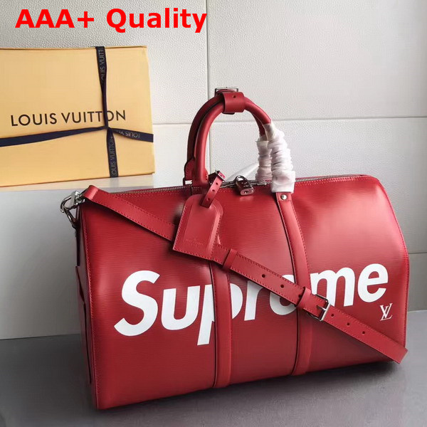 Louis Vuitton Keepall Bandouliere 45 Red Epi Leather Replica