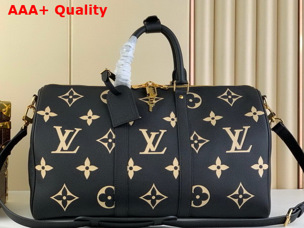 Louis Vuitton Keepall Bandouliere 45 in Black and Beige Monogram Empreinte Embossed Leather M46670 Replica