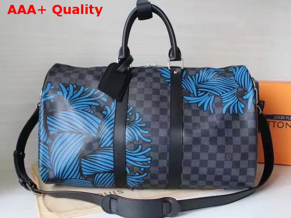 Louis Vuitton Keepall Bandouliere 45 in Damier Graphite with Rope Pattern N41700 Replica