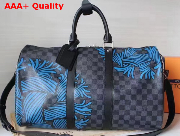 Louis Vuitton Keepall Bandouliere 45 in Damier Graphite with Rope Pattern N41700 Replica