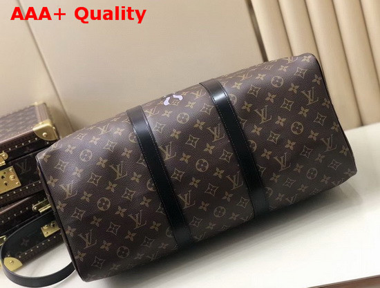 Louis Vuitton Keepall Bandouliere 45 in Monogram Canvas with a Printed Cartoon Wolf Replica