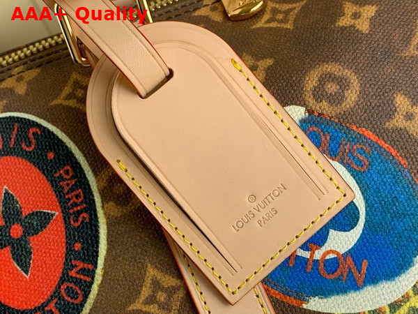 Louis Vuitton Keepall Bandouliere 45 in Monogram Coated Canvas Adorned with Louis Vuitton Travel stickers M24960 Replica