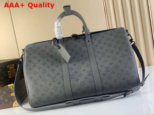 Louis Vuitton Keepall Bandouliere 50 Anthracite Gray Monogram Shadow Calf Leather Replica