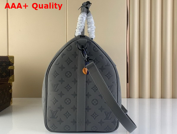 Louis Vuitton Keepall Bandouliere 50 Anthracite Gray Monogram Shadow Calf Leather Replica