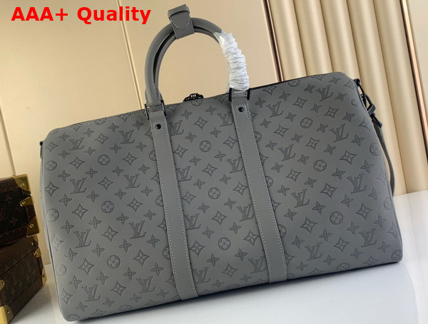 Louis Vuitton Keepall Bandouliere 50 Anthracite Gray Monogram Shadow Calf Leather Replica