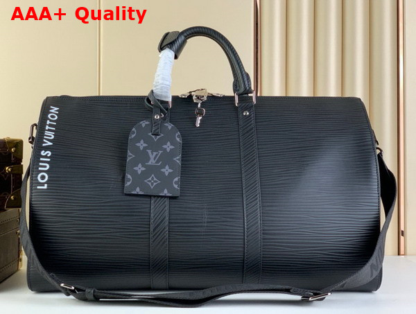 Louis Vuitton Keepall Bandouliere 50 Bag in Black Epi XL Grained Leather Replica