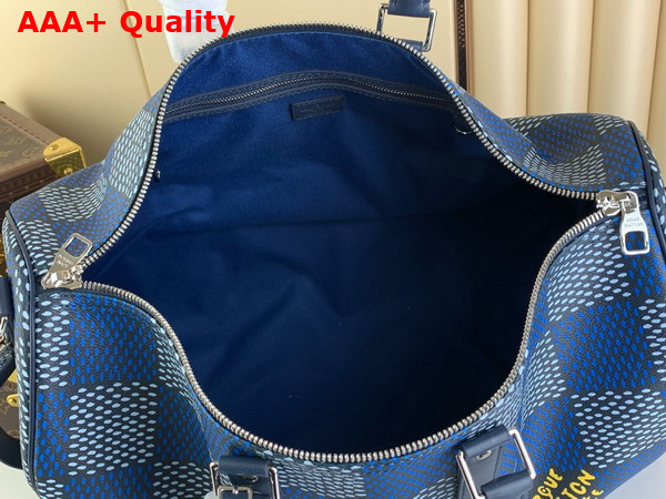 Louis Vuitton Keepall Bandouliere 50 Bag in Blue Damier Heritage Coated Canvas N40861 Replica