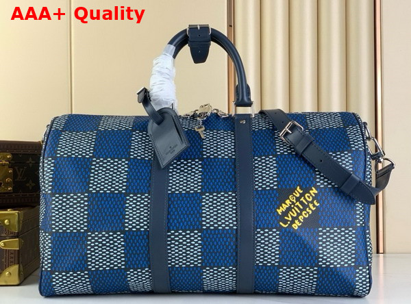 Louis Vuitton Keepall Bandouliere 50 Bag in Blue Damier Heritage Coated Canvas N40861 Replica